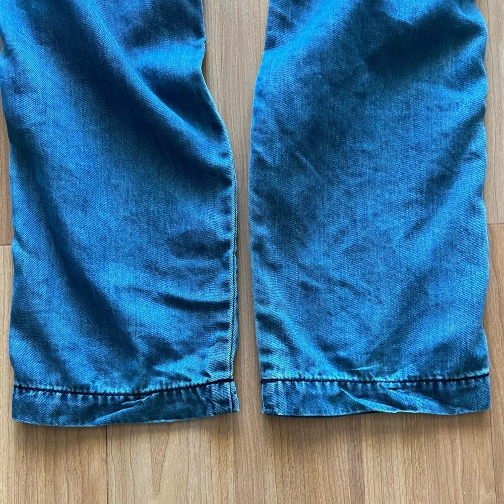 Juicy Couture Cargo Pants Blue Lyocell Cotton Blend Low Rise Roll Tab Hem Size M